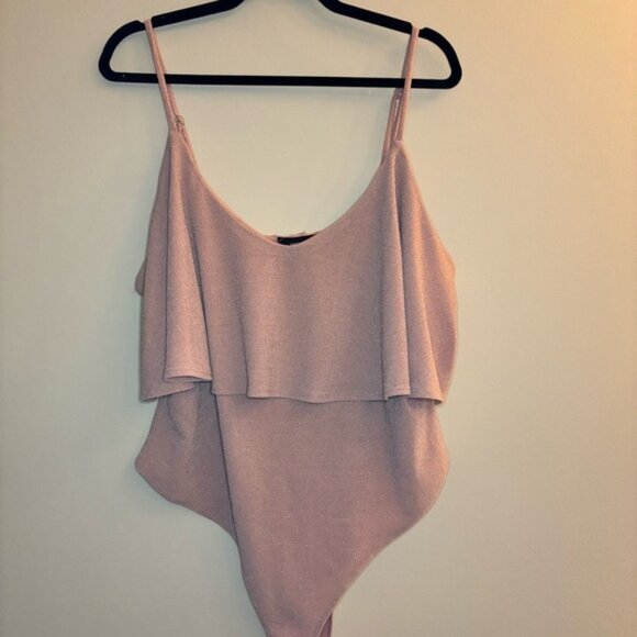Forever 21 Pink Sparkle Tank Top Bodysuit with Peplum Size 2X - Picture 1 of 9
